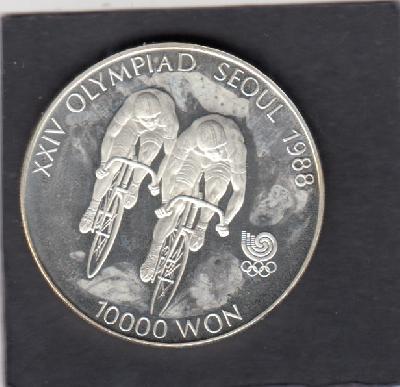 Beschrijving: 10000 Won S-OLYMPIC 88 CYCLING